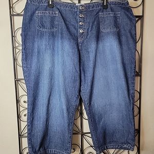 Carolina Blues by Carolina Colours Cropped Denim Button Fly Jeans Sz 28W